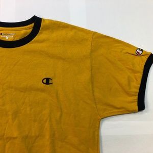Champion Yellow Shirt with Navy Trim, Size Large